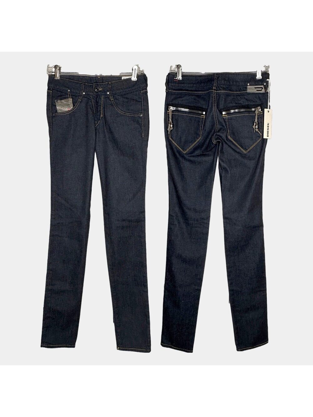 NWT Vintage Diesel Clush 8AA Jeans W25 L34 Low Rise Skinny Dark Rinse Zip Italy
